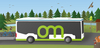 Illustration eines Busses der durch die Natur fährt